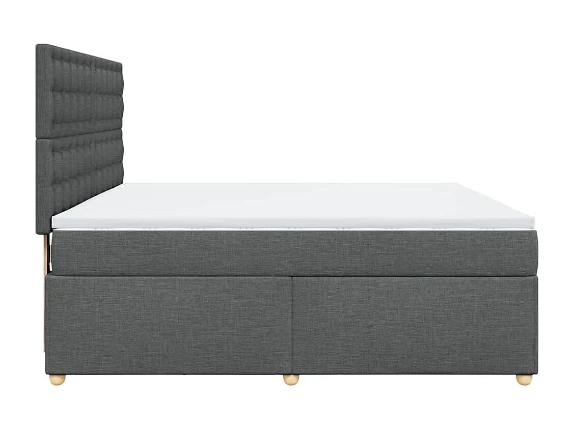 Cama box spring con colchón tela gris oscuro 180x200 cm