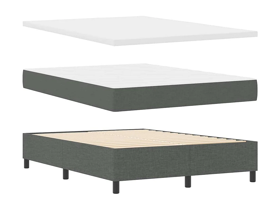 Lit à ressorts avec matelas Gris foncé 140 x 190 cm tissu