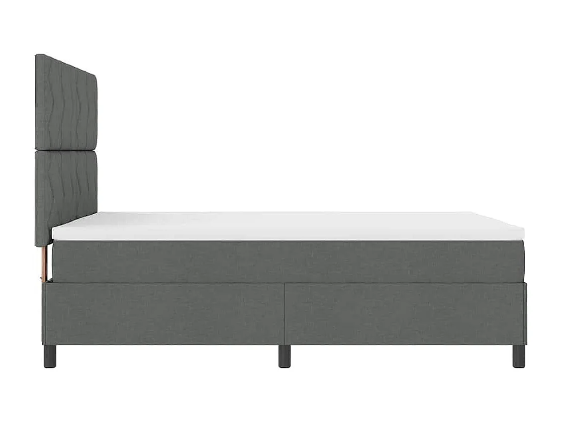 Lit à ressorts avec tête de lit Gris foncé 140 x 190 cm tissu