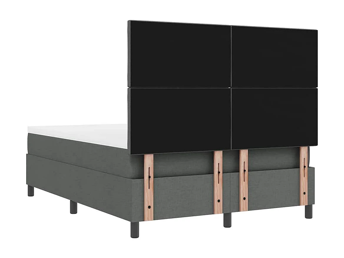 Lit à ressorts avec tête de lit Gris foncé 140 x 190 cm tissu