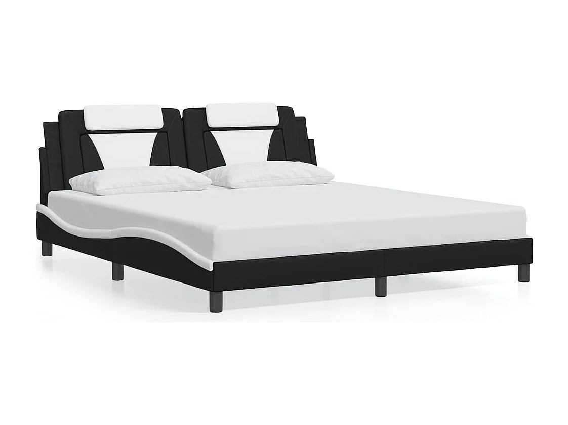 Bedframe "Viana" zonder matras kunstleer zwart en wit 180x200 cm