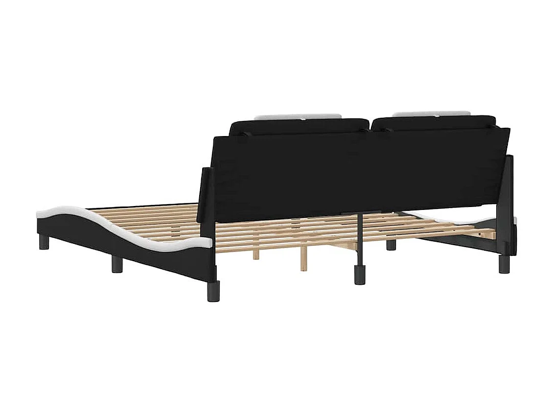 Bettgestell "Viana" ohne Matratze Schwarz und Weiß 180x200 cm Kunstleder