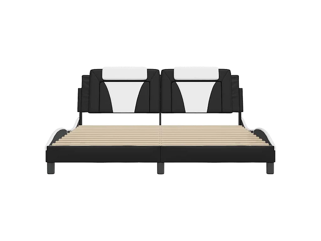 Bedframe "Viana" zonder matras kunstleer zwart en wit 180x200 cm