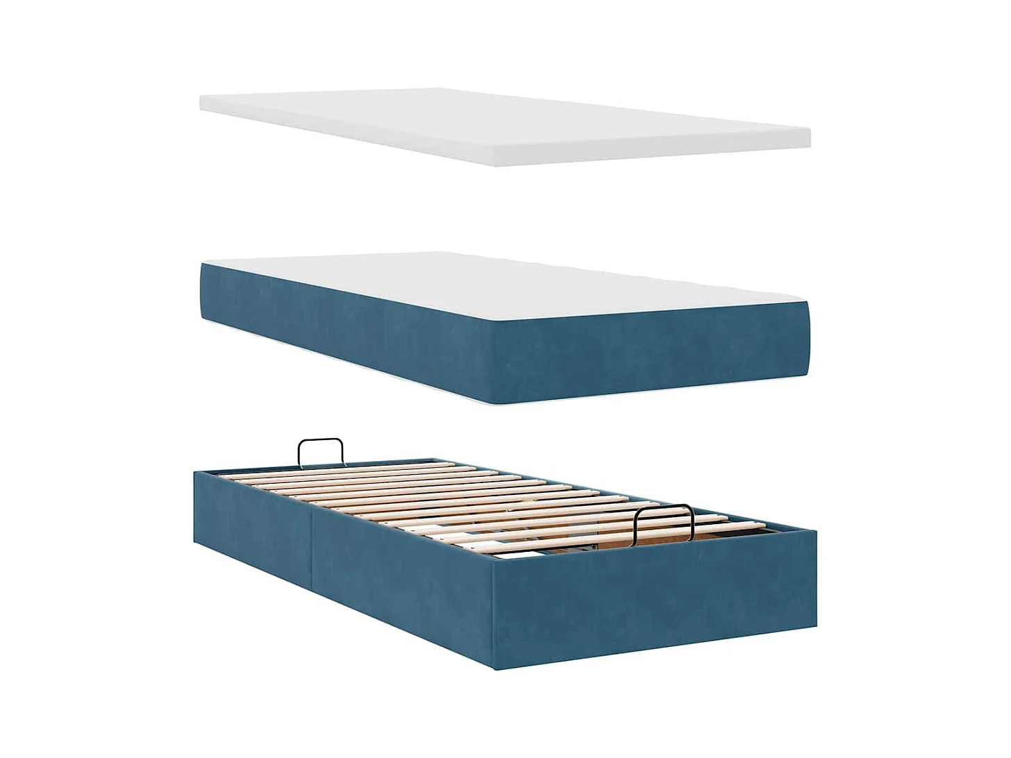 Ottoman-Bett mit Matratze Dunkelblau 100x200 cm Samt