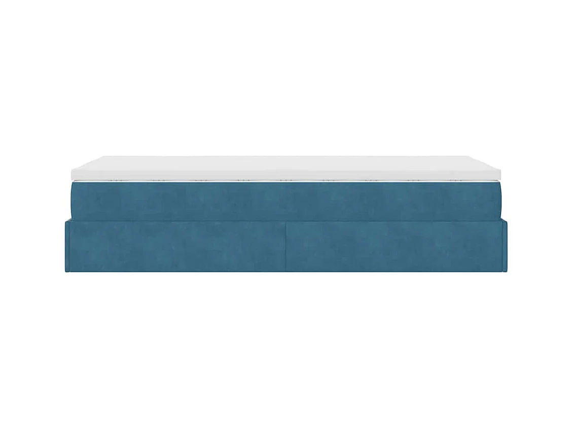Ottoman-Bett mit Matratze Dunkelblau 100x200 cm Samt