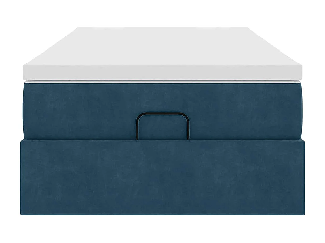 Cadre de lit ottoman avec matelas bleu foncé 100x200 cm velours