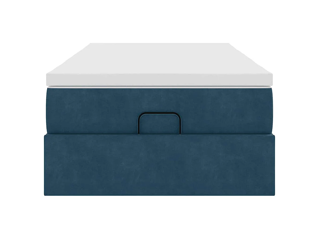 Ottoman bed met matras 100x200 cm fluweel donkerblauw