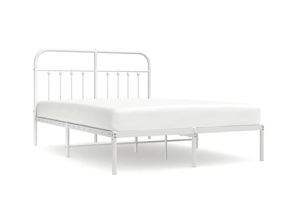 Cadre de lit métal sans matelas et tête de lit blanc 140x190 cm