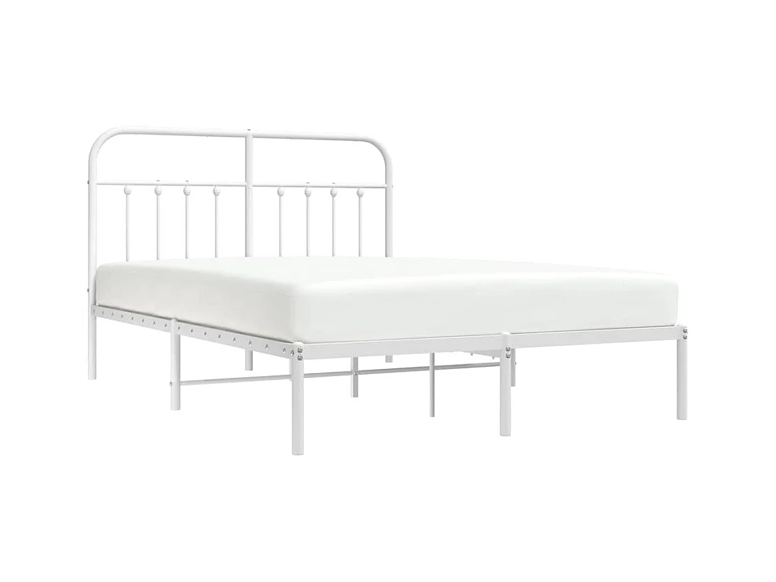 Cadre de lit métal sans matelas et tête de lit blanc 140x190 cm