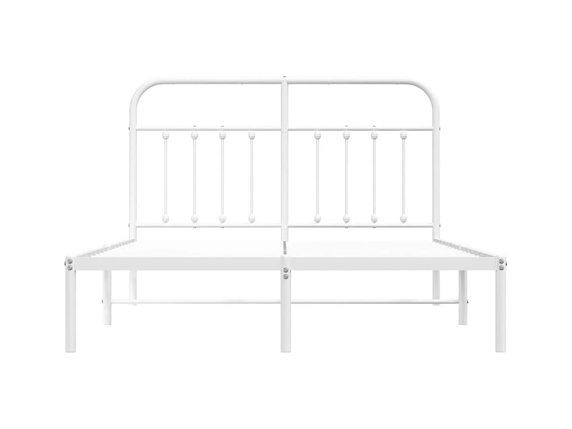 Bettgestell mit Kopfteil Metall Weiß 140x190 cm
