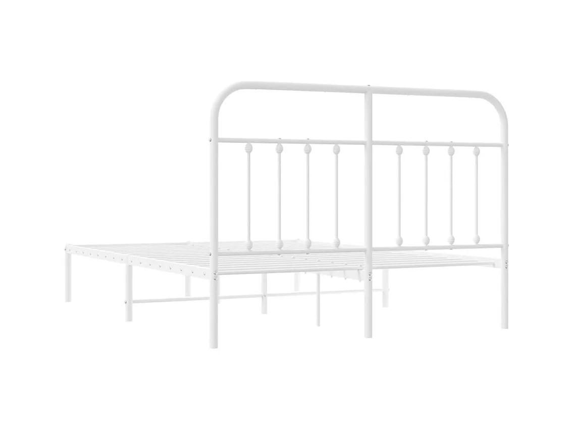 Bettgestell mit Kopfteil Metall Weiß 140x190 cm