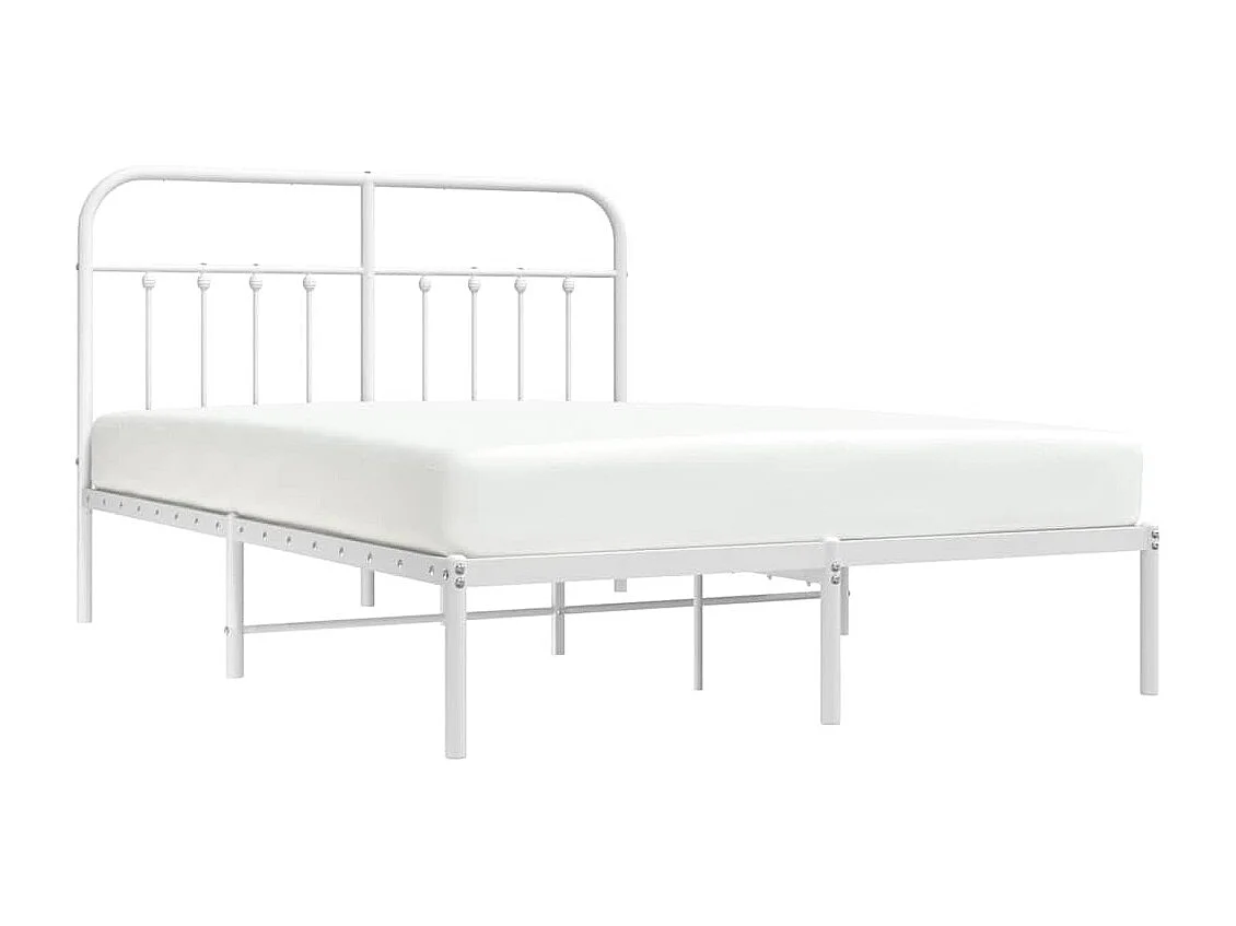 Bedframe met hoofdbord metaal wit 140x190 cm