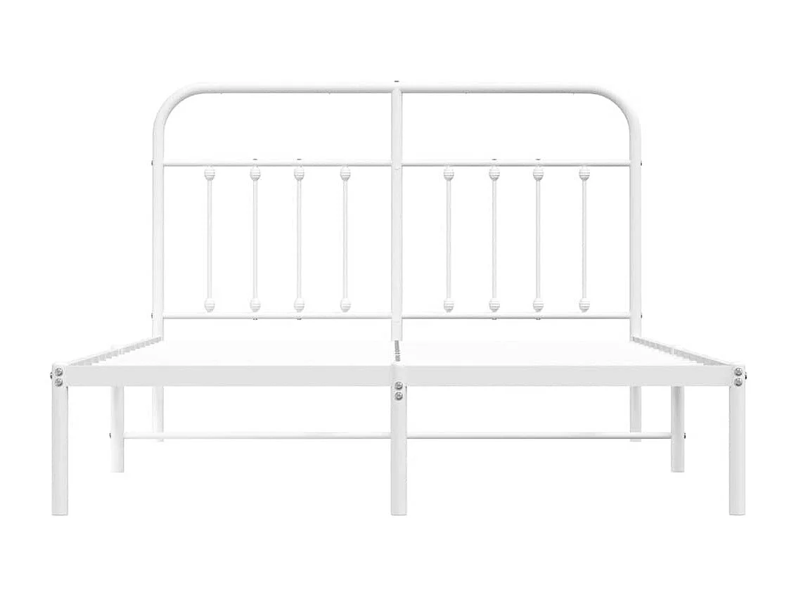 Bedframe met hoofdbord metaal wit 140x190 cm