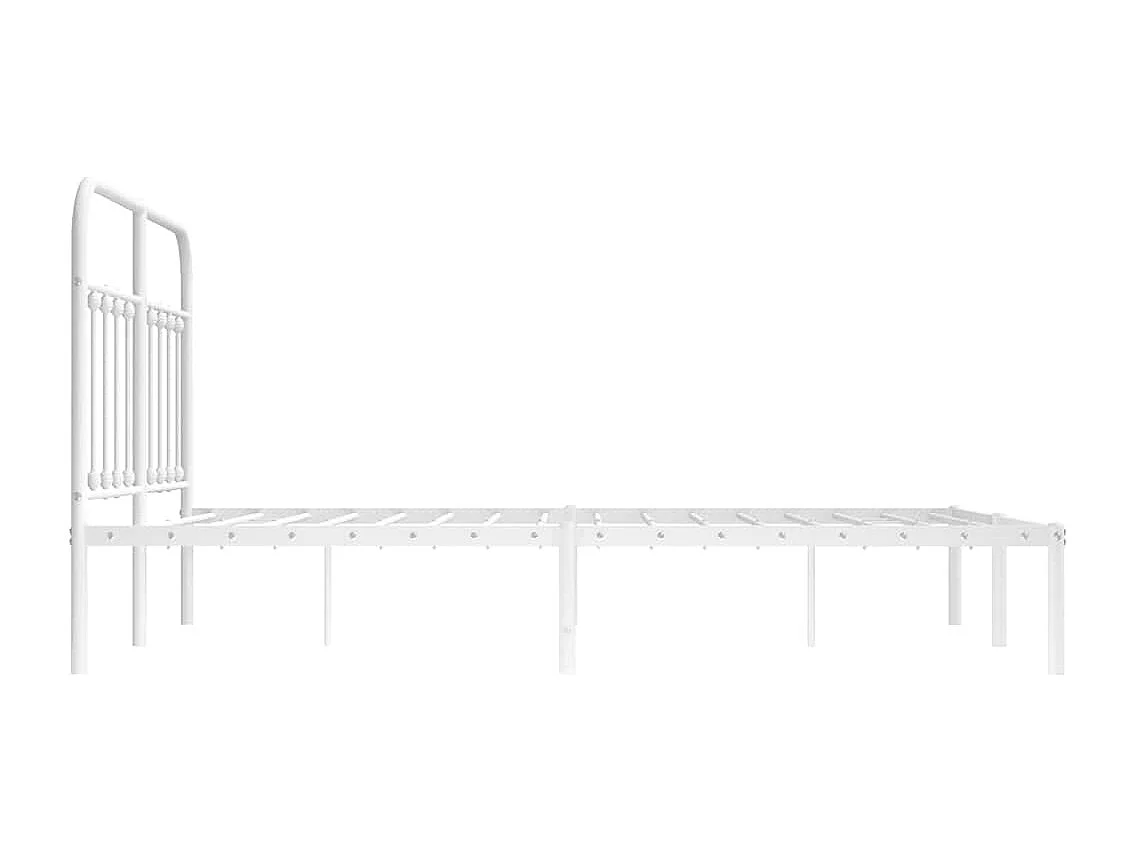 Bedframe met hoofdbord metaal wit 140x190 cm