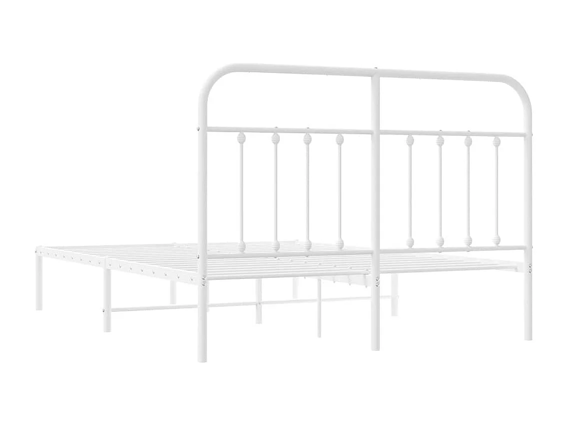 Bedframe met hoofdbord metaal wit 140x190 cm