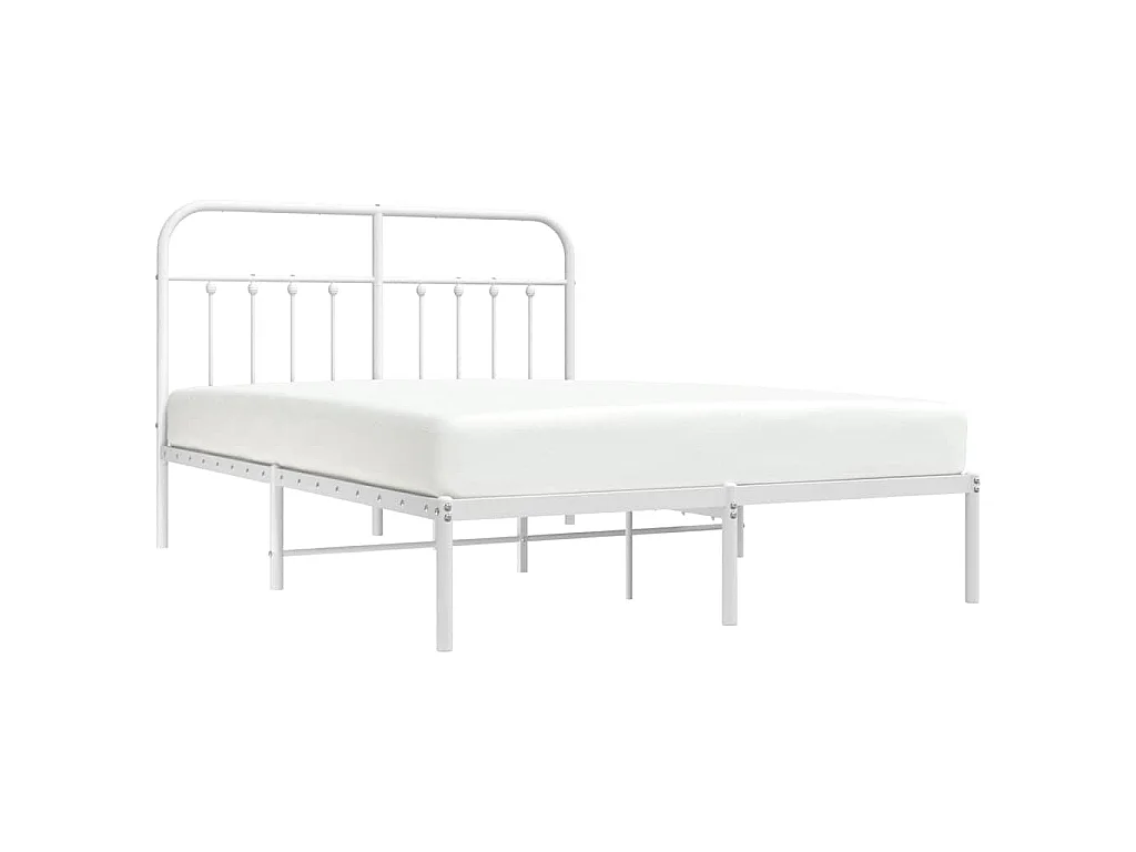 Cadre de lit métal sans matelas et tête de lit blanc 140x190 cm
