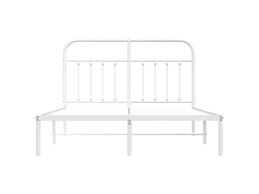Cadre de lit métal sans matelas et tête de lit blanc 140x190 cm