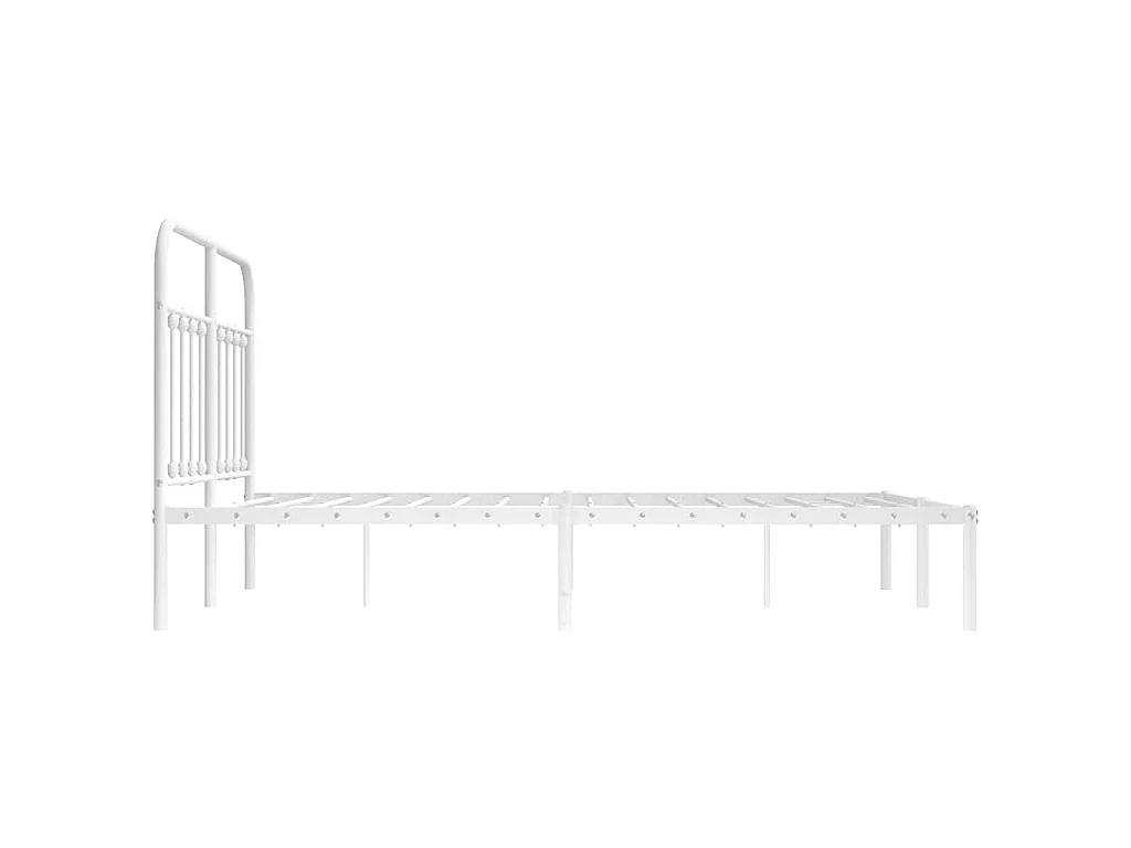 Cadre de lit métal sans matelas et tête de lit blanc 140x190 cm