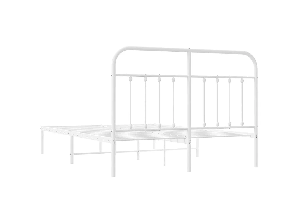 Cadre de lit métal sans matelas et tête de lit blanc 140x190 cm