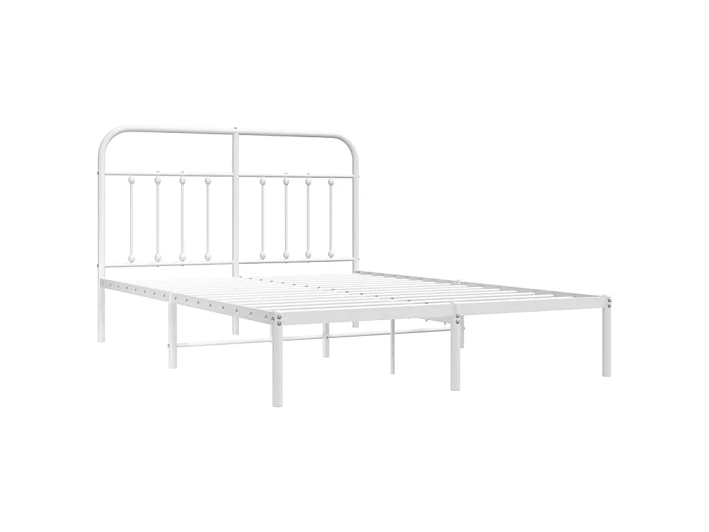 Cadre de lit métal sans matelas et tête de lit blanc 140x190 cm
