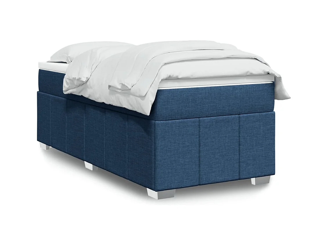 Cama com molas/colchão 90x200 cm tecido azul