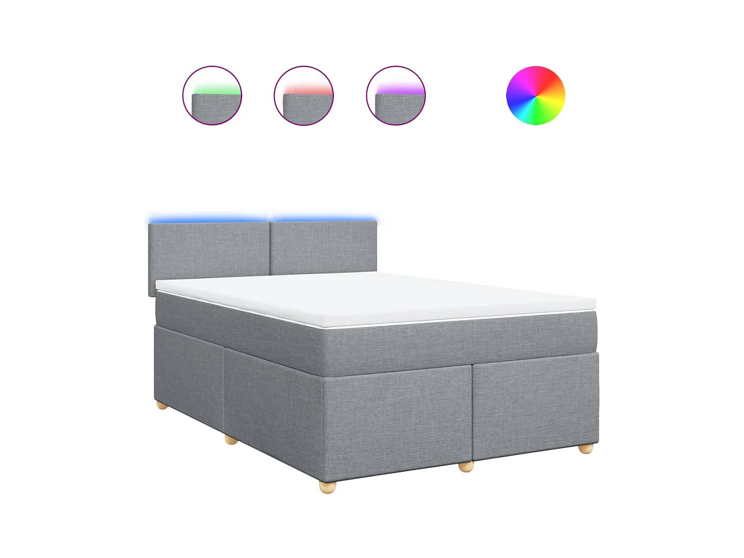 Sommier à lattes de lit avec matelas Gris clair 140x200cm Tissu