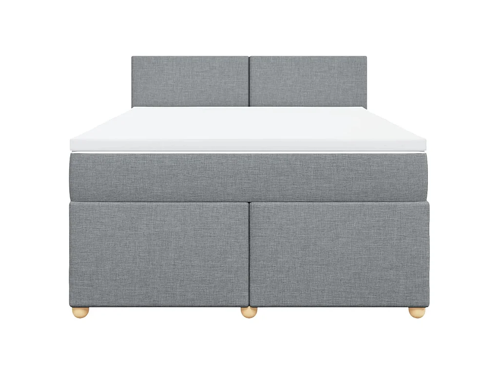 Cama box spring con colchón tela gris claro 140x200 cm