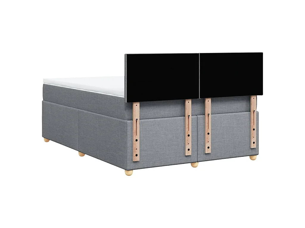 Cama box spring con colchón tela gris claro 140x200 cm