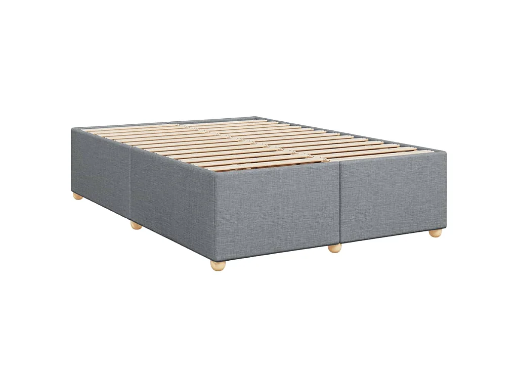 Cama box spring con colchón tela gris claro 140x200 cm