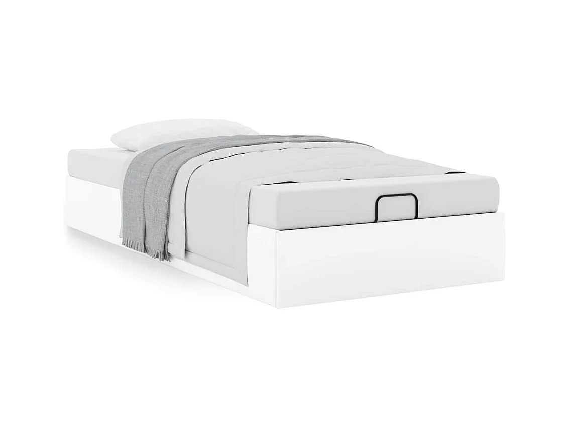 Cadre de lit ottoman sans matelas blanc 100x200 cm similicuir