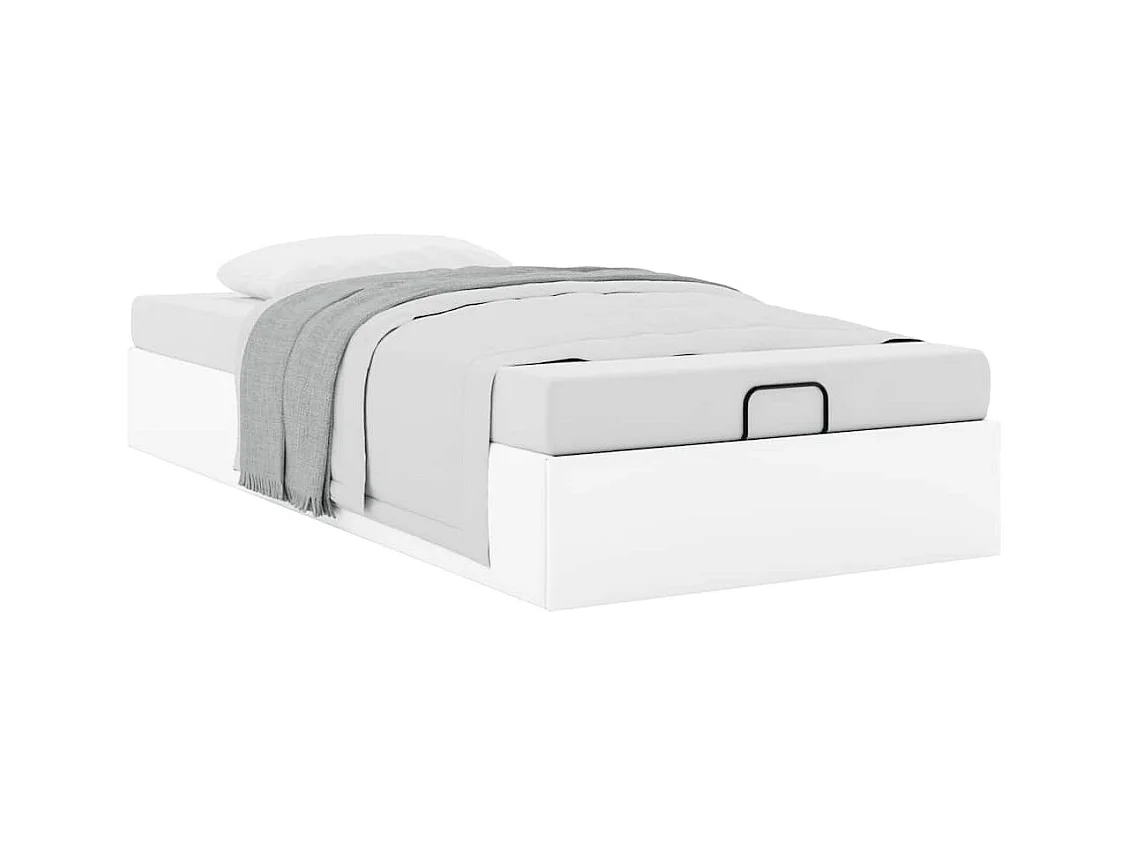 Cadre de lit ottoman sans matelas blanc 100x200 cm similicuir