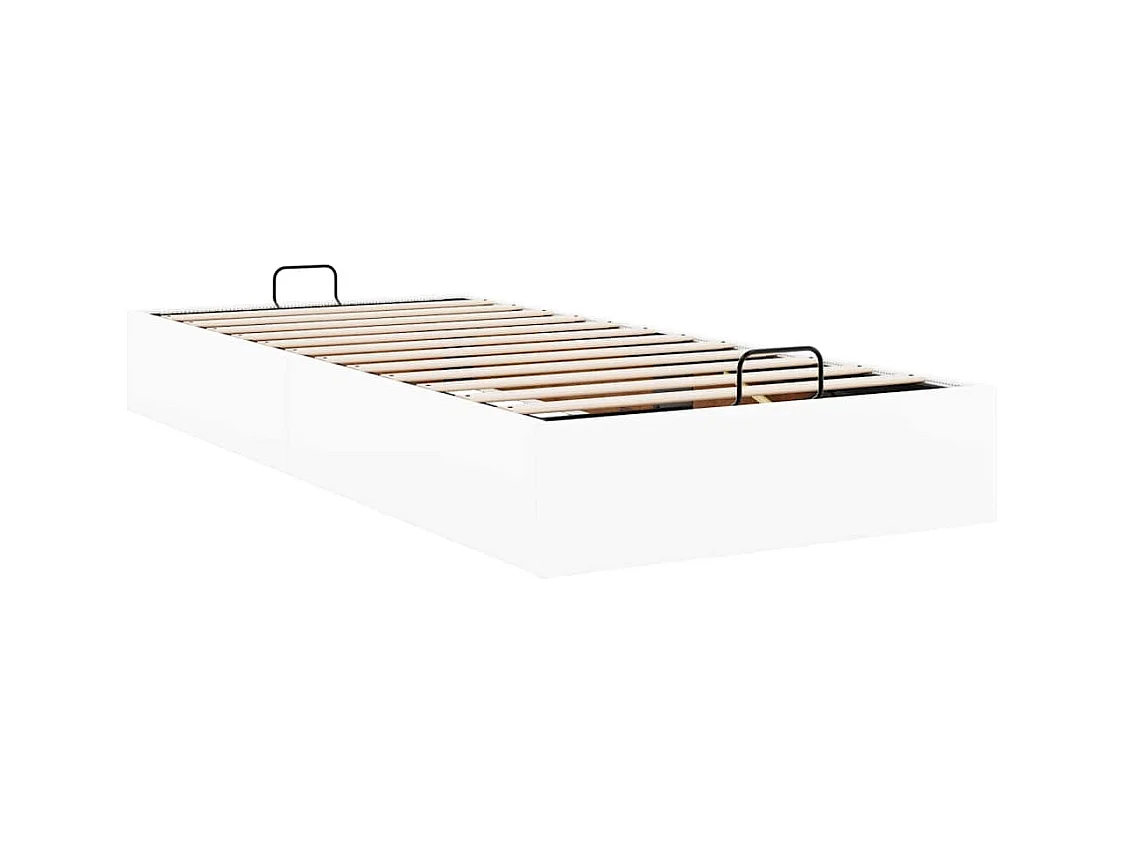 Cadre de lit ottoman sans matelas blanc 100x200 cm similicuir