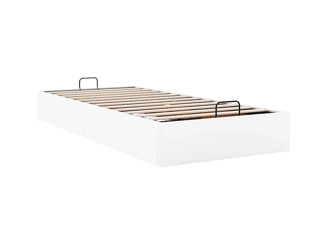 Cadre de lit ottoman sans matelas blanc 100x200 cm similicuir