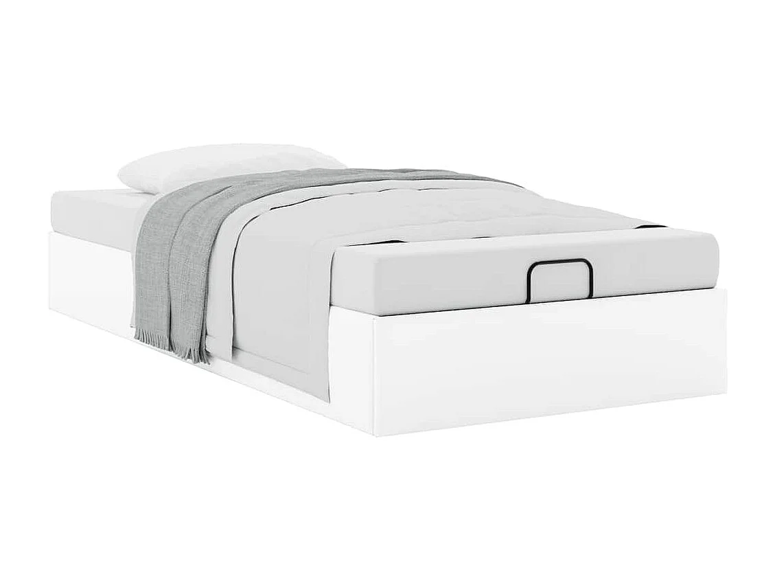 Cadre de lit ottoman sans matelas blanc 100x200 cm similicuir