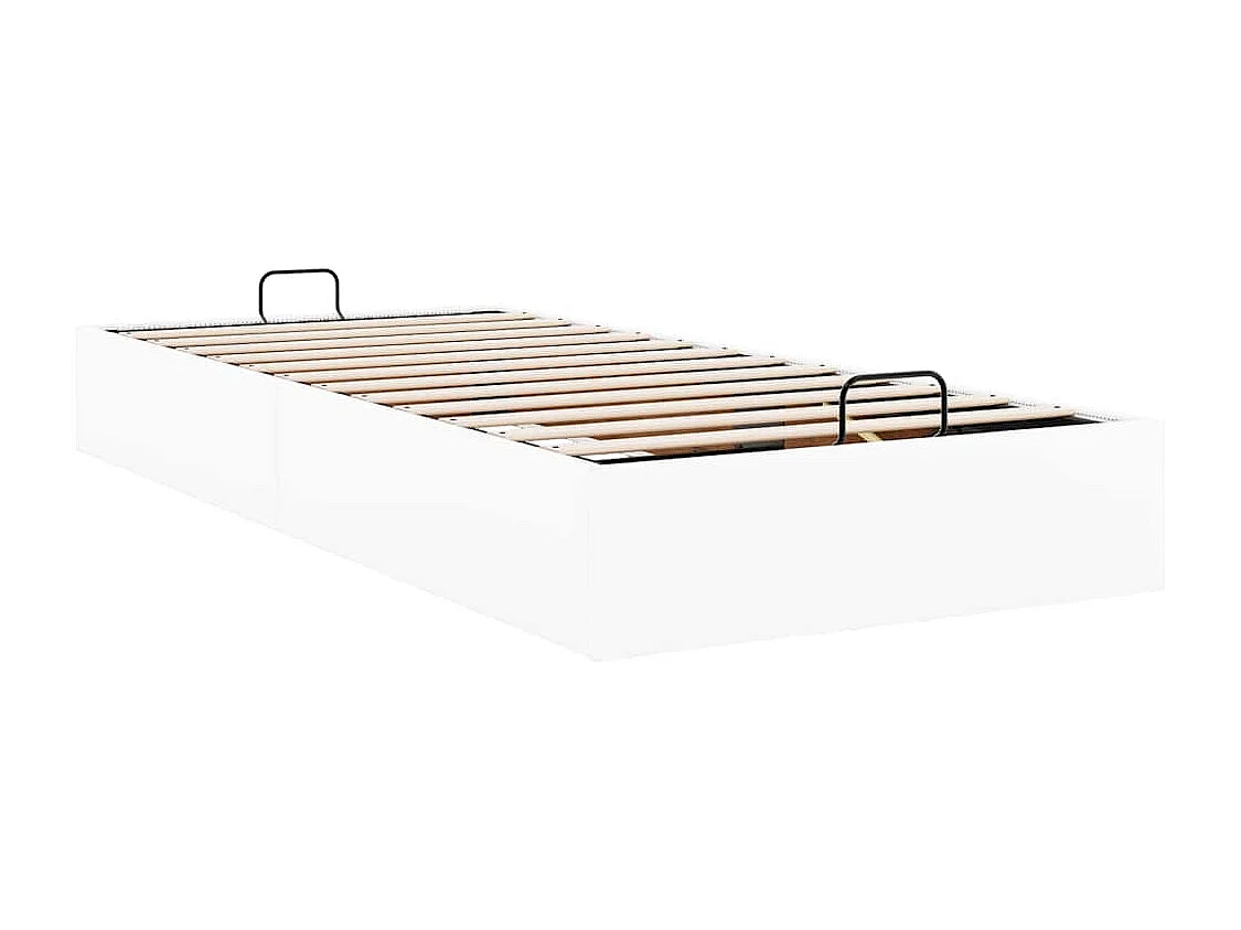 Cadre de lit ottoman sans matelas blanc 100x200 cm similicuir