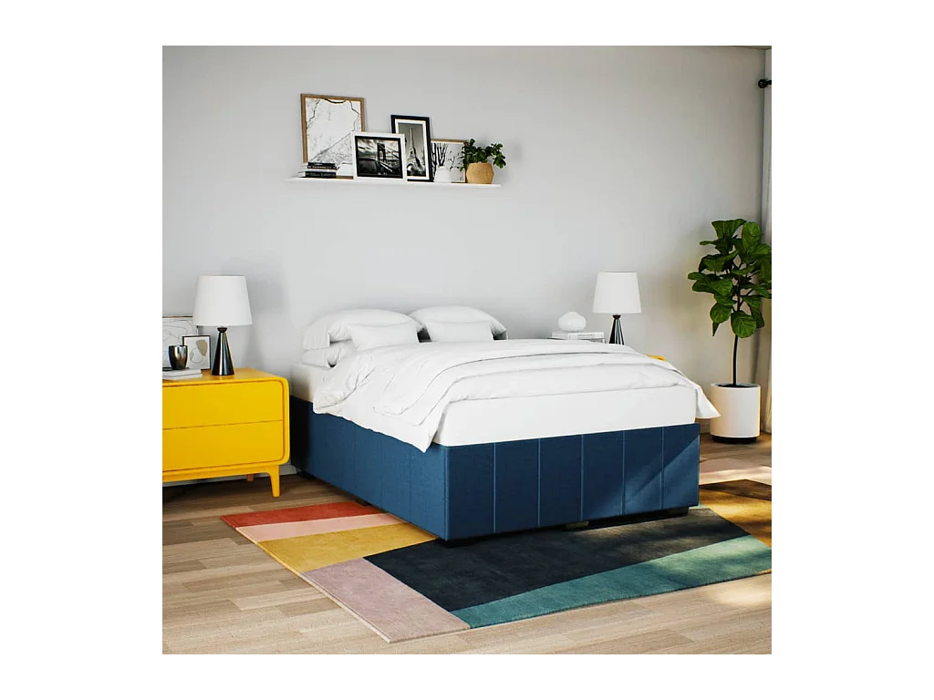 Bettgestell ohne Matratze Blau 160x200 cm Stoff