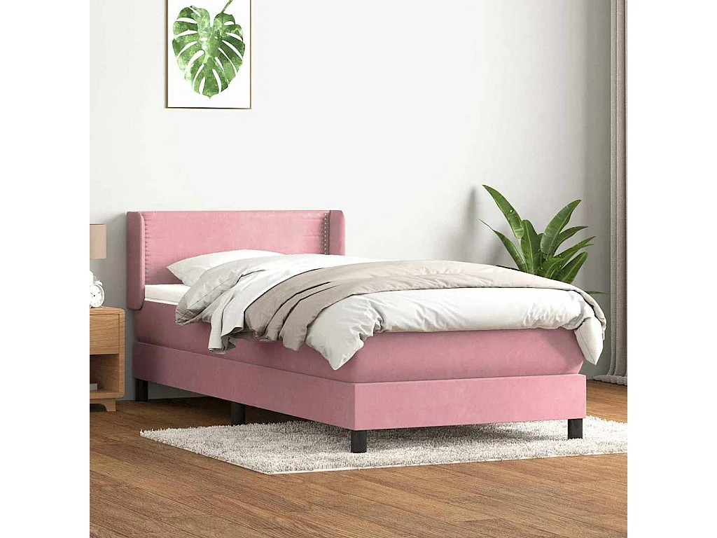 Boxspringbett mit Matratze Rosa 100x220 cm Samt