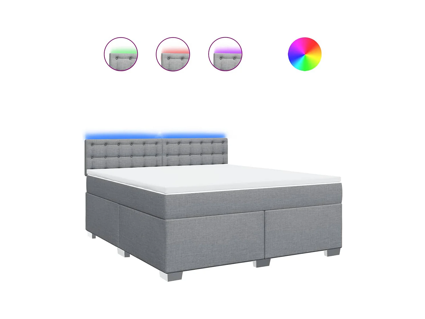 Sommier à lattes de lit avec matelas Gris clair 180x200cm Tissu