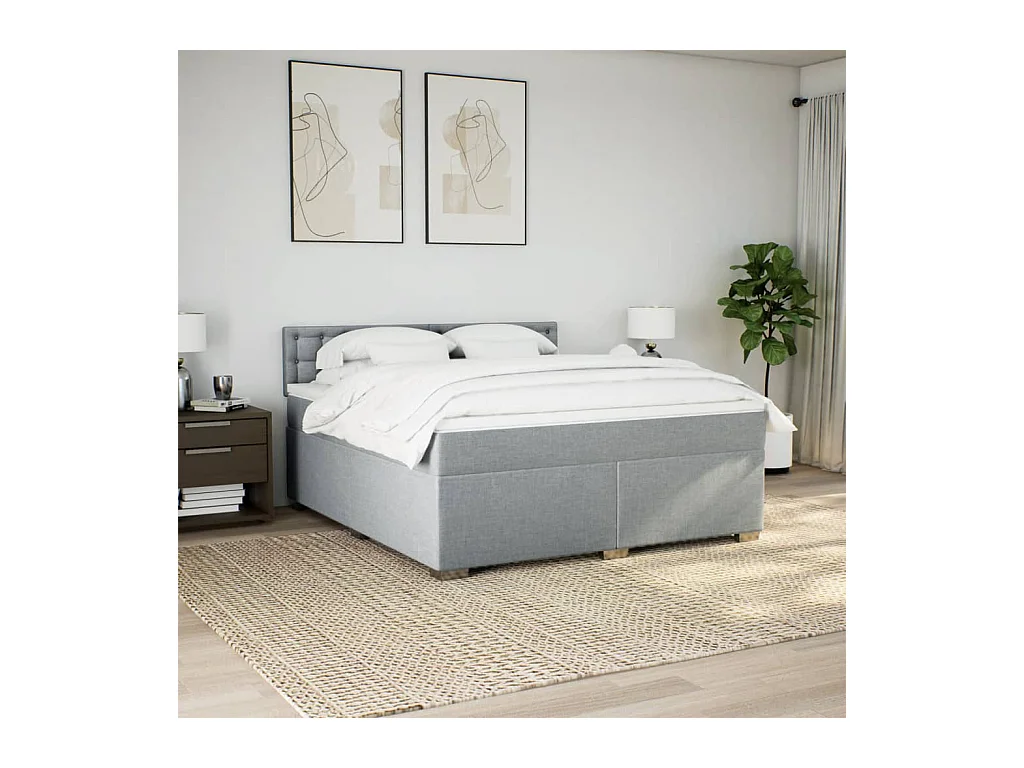 Sommier à lattes de lit avec matelas Gris clair 180x200cm Tissu