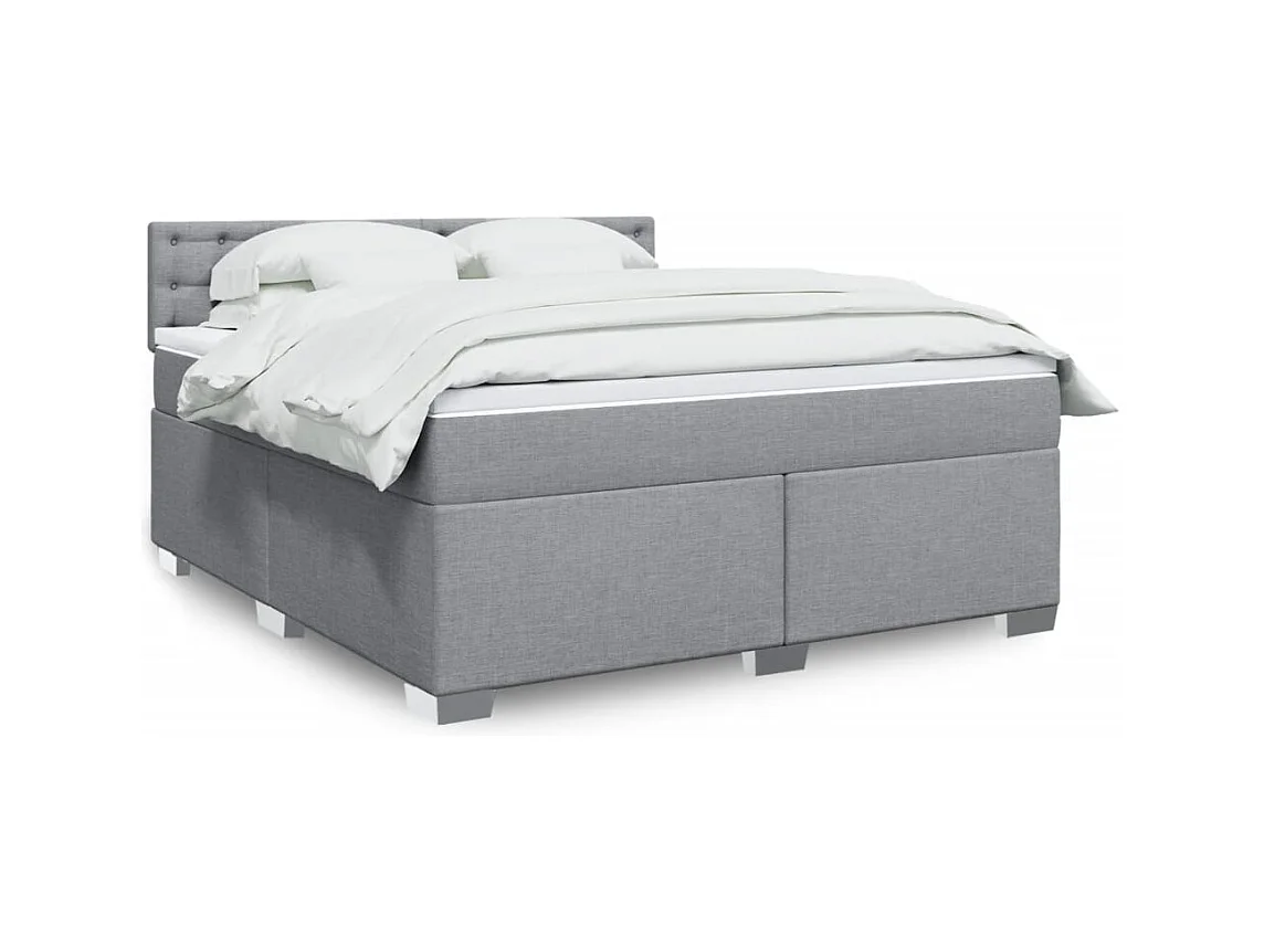 Giroletto a Molle con Materasso Grigio Chiaro180x200 cm Tessuto