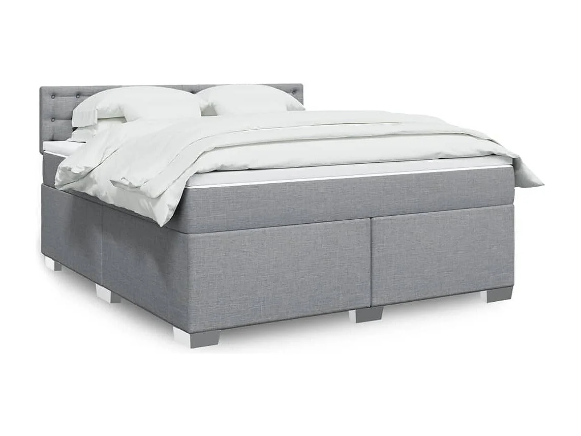 Boxspringbett mit Matratze Hellgrau 180x200 cm Stoff