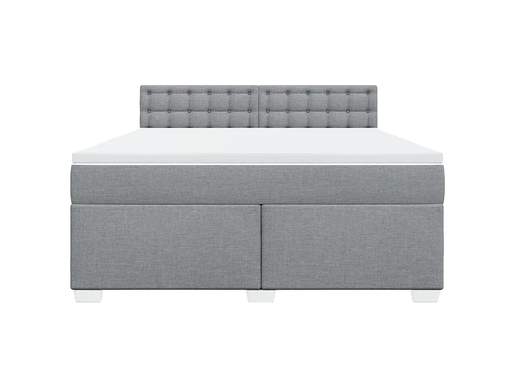 Cama box spring con colchón tela gris claro 180x200 cm