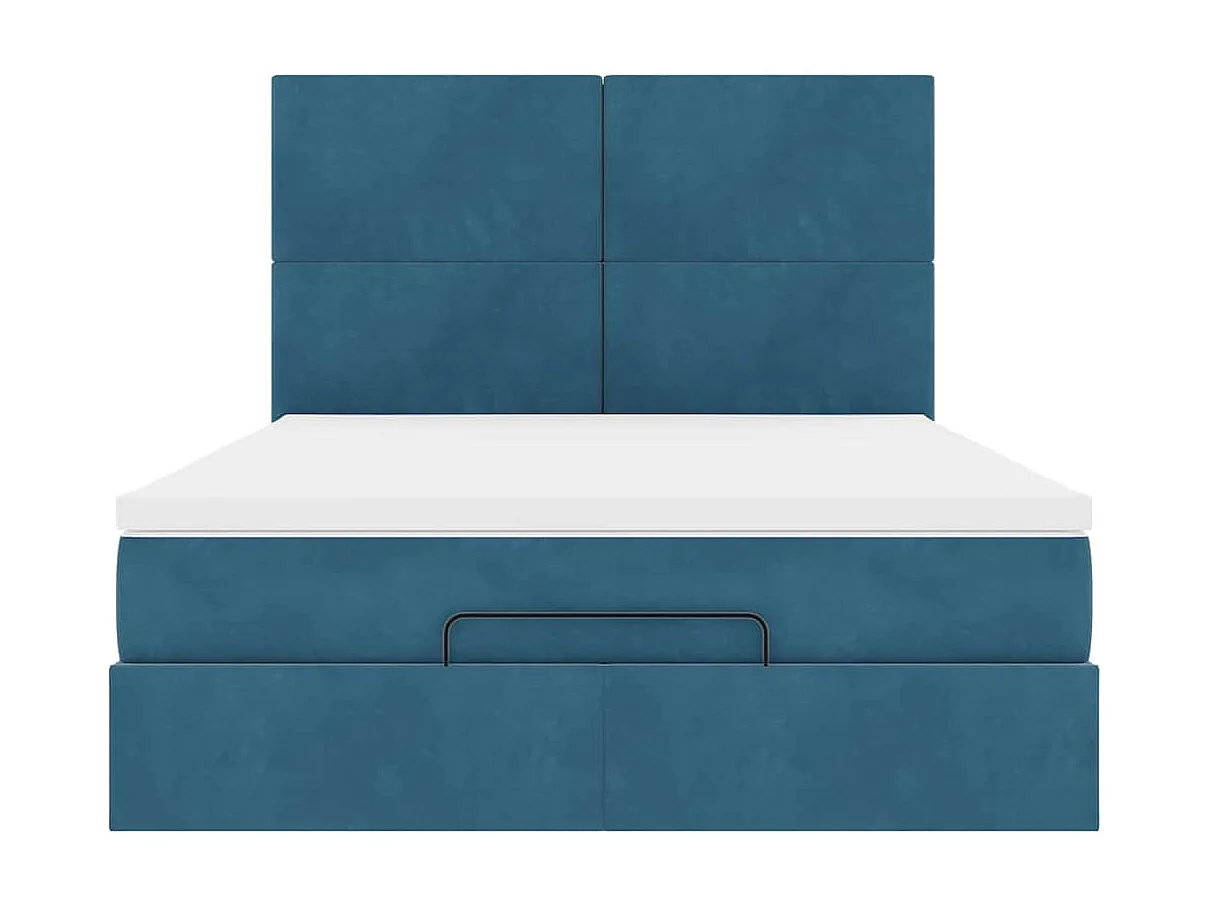 Ottoman-Bett mit Matratzen Dunkelblau 140x190 cm Samt