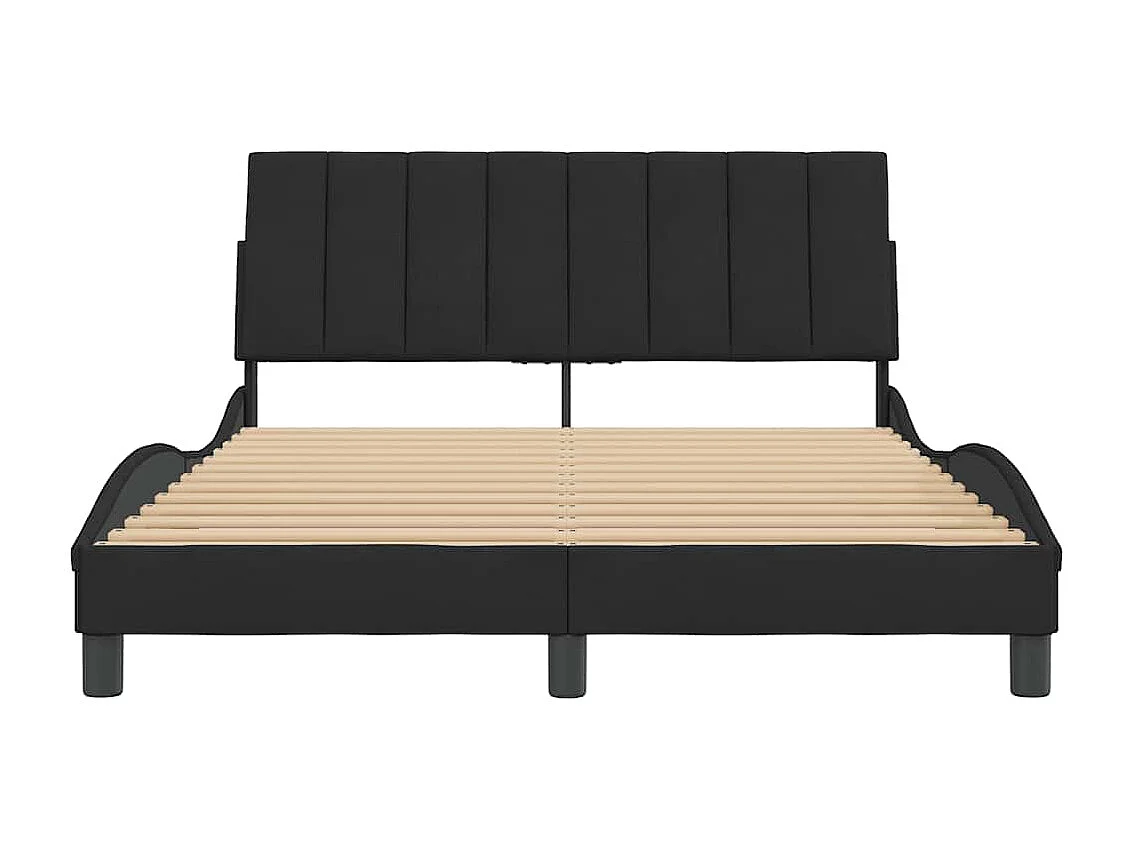 Cadre de lit sans matelas Hanko noir 140x190 cm velours