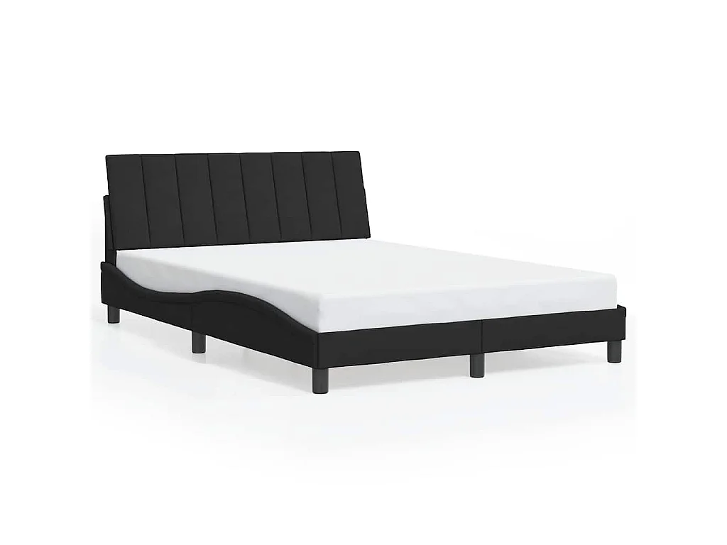 Cadre de lit sans matelas Hanko noir 140x190 cm velours