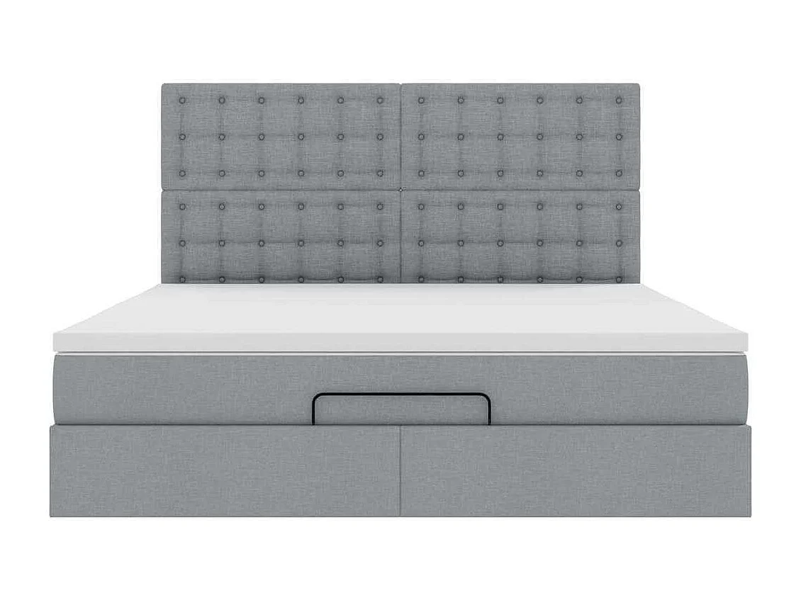 Ottoman bed met matras en LED's 160x200cm stof lichtgrijs