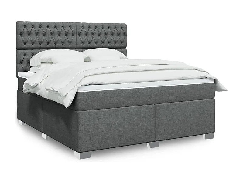 Sommier à lattes de lit avec matelas Gris foncé 180x200cm Tissu