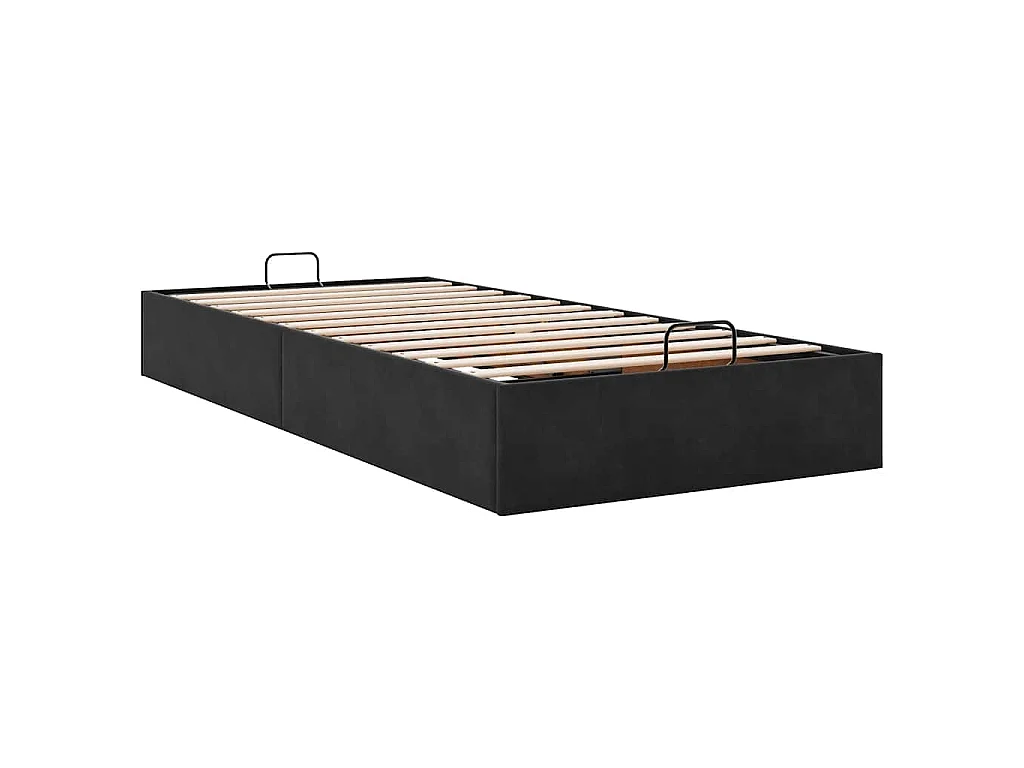 Estructura cama otomana sin colchón terciopelo negro 90x200 cm