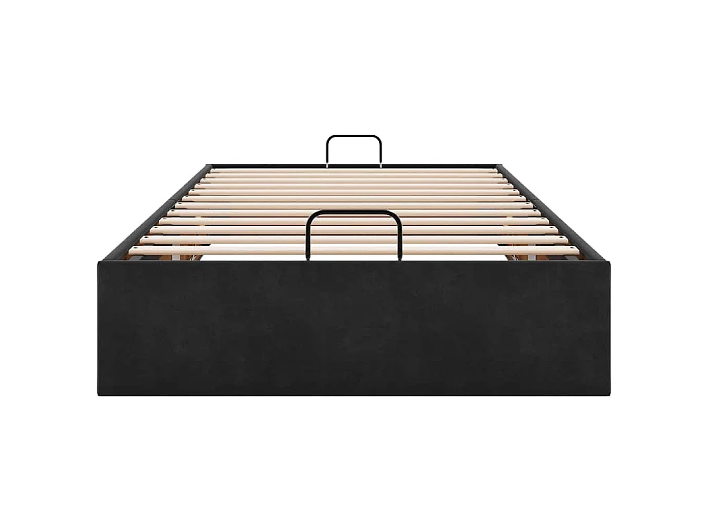 Estructura cama otomana sin colchón terciopelo negro 90x200 cm