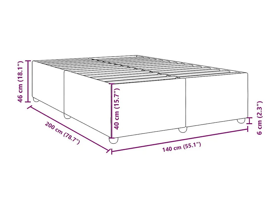 Cadre de lit sans matelas taupe 140x200 cm tissu
